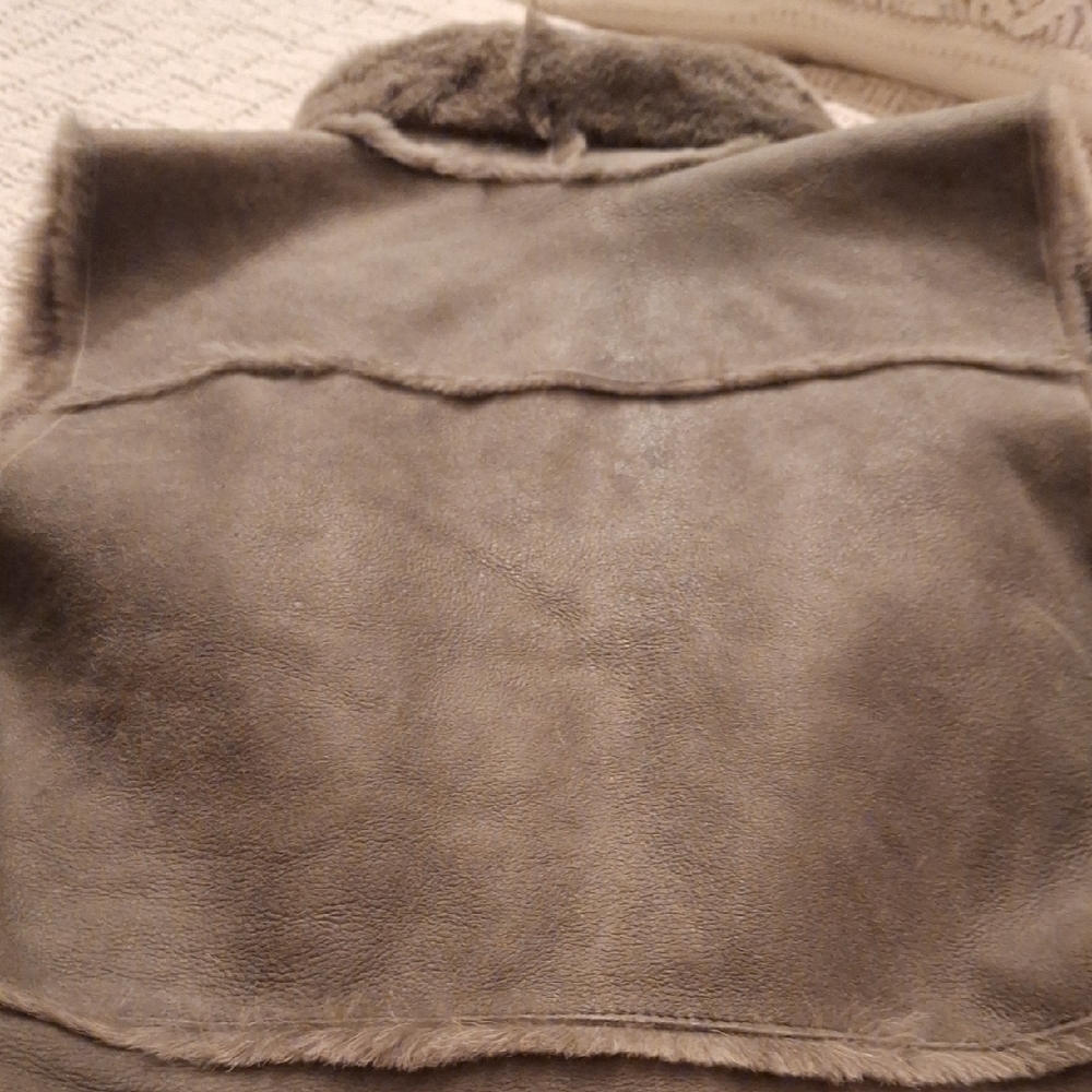 Kenna T Gray Shearling Vest with Real Lamb Fur & leather Zipper Size M - Picture 8 of 13